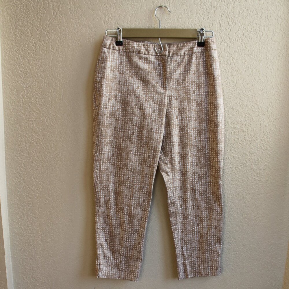 Chico's Light brown Patterned Cropped Pants Stretch Cotton 0 28X23"